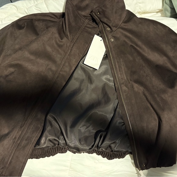 Zara Brown Bomber Jacket - Picture 2 of 7
